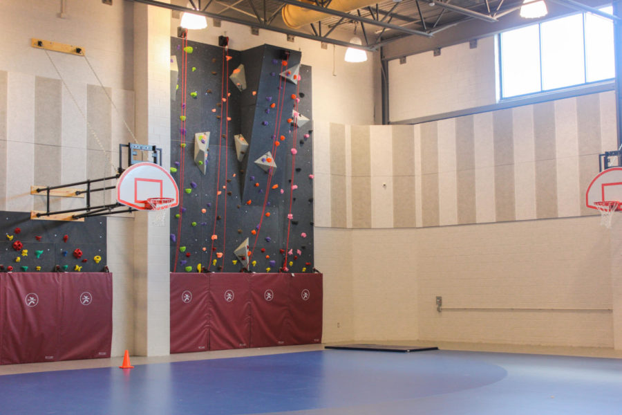 The rock wall is a signature feature of Black Rock Middle Schools gymnasiums. | Photo by Anika Xi 23/Staff