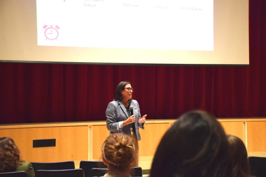 LMSD Director of Elementary Education Dr. Jennifer Gaudioso recently spoke to the community about the district’s outlook on full day kindergarten. | Photo by Dylan Elgart 23/Staff