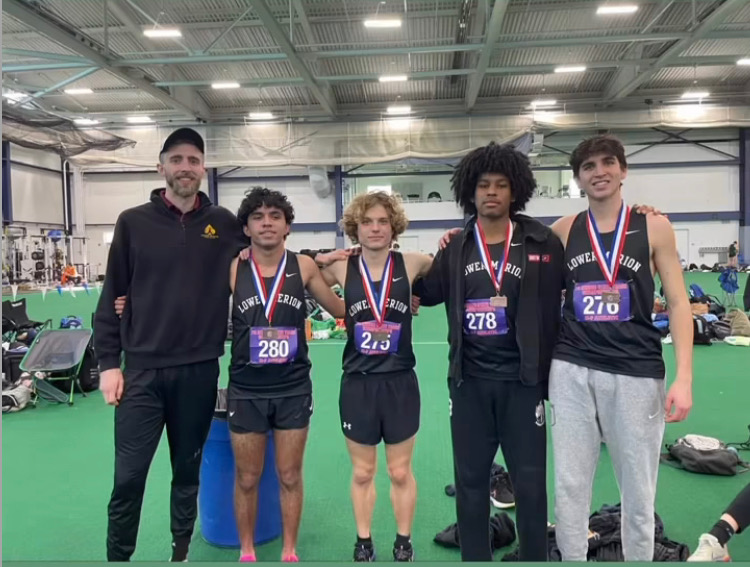 In arguably the most competitive event at States, the LM DMR, pictured above, finished eighth in the state. | Photo courtesy of Alex Goonewardene ’24